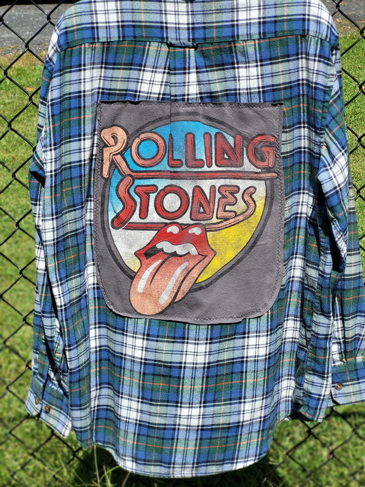 Rolling Stones Upcycled Flannel