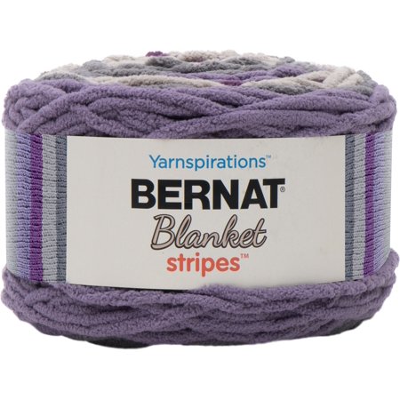 Bernat Blanket Stripes Yarn, 10.5oz, Super Bulky Polyester in Eggplant
