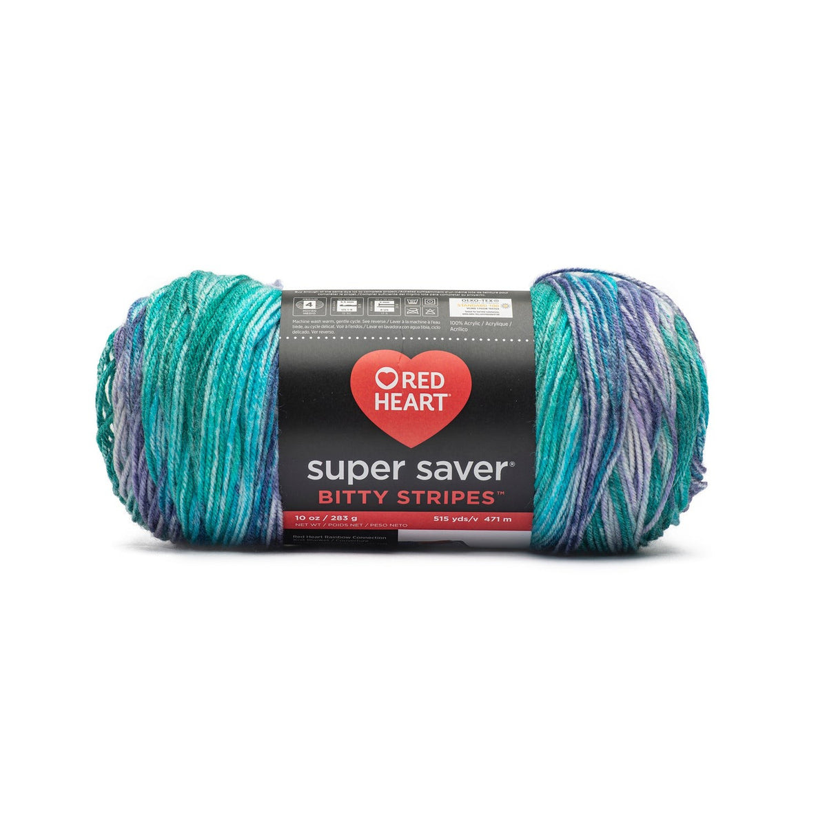 Red Heart Bitty Stripes Yarn, 10oz, Acrylic Medium #4 in Mermaid Tail