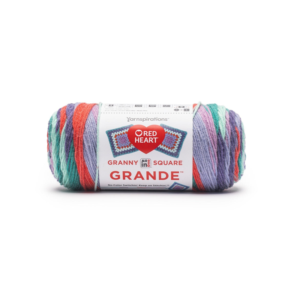 Red Heart Granny Square Grande Yarn 8.8oz, in Lollapalooza