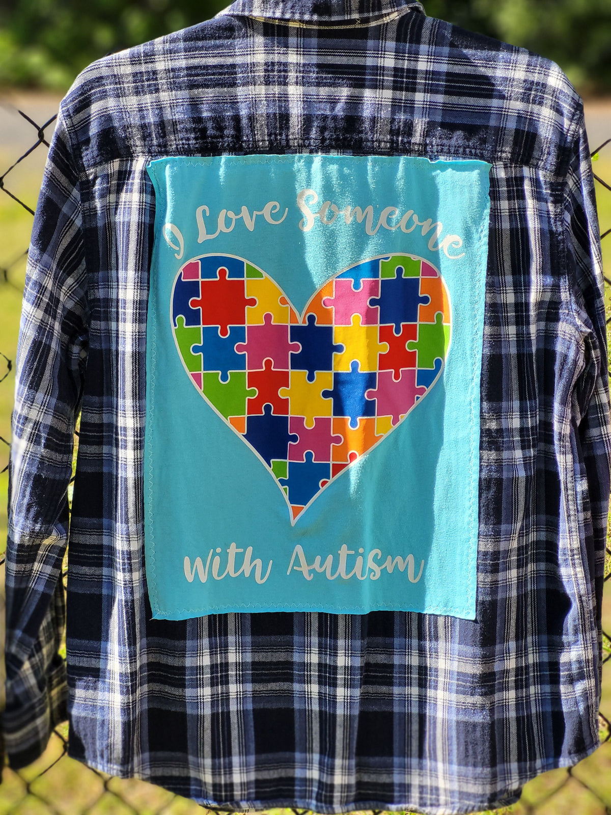 Autism Awareness Upcycled Flannel