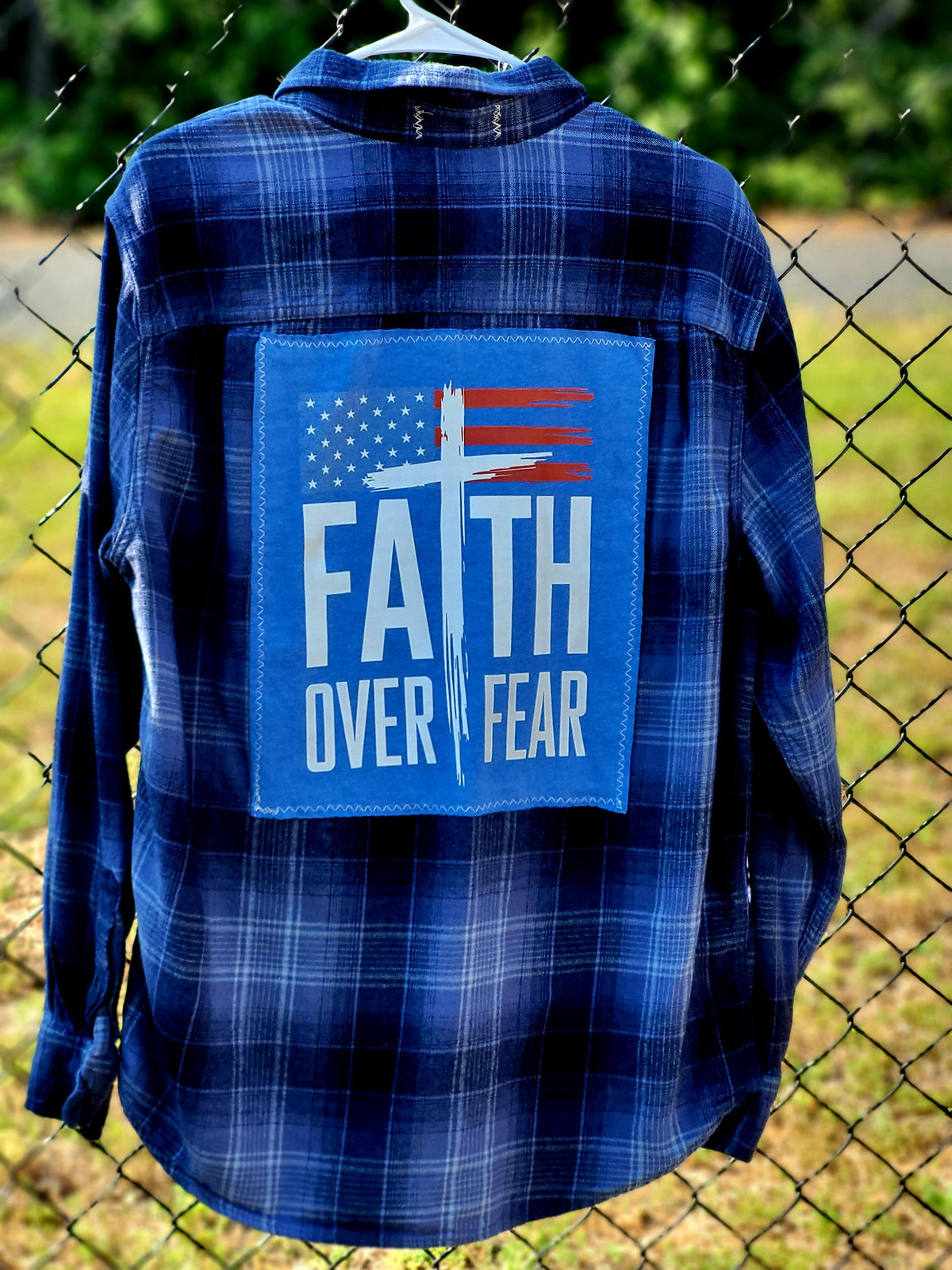 Faith Over Fear Upcycled Flannel