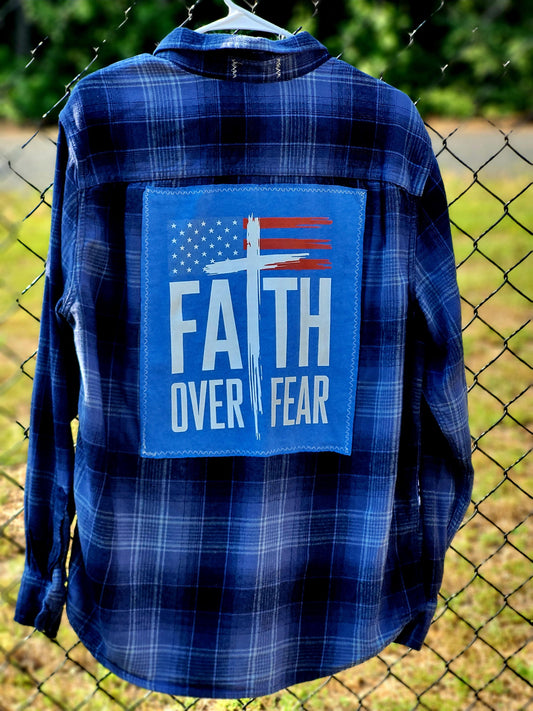 Faith Over Fear Upcycled Flannel