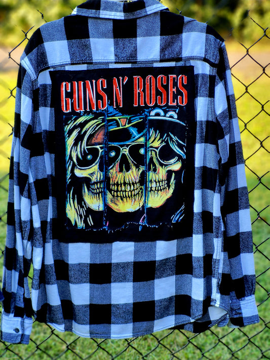 Guns 'N Roses Upcycled Flannel